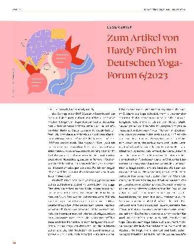Vorschauseite 1: Zum Artikel von Hardy Fürch im Deutschen Yoga-Forum 6/2023.