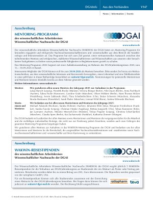 Vorschauseite 6: Ausschreibungen der wissenschaftlichen Preise der DGAI für das Jahr 2026