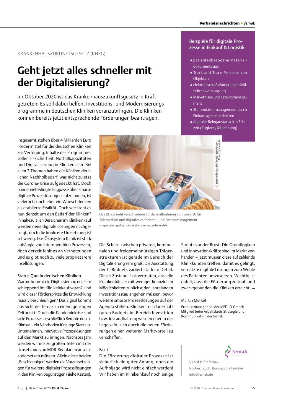 Vorschauseite 1: Krankenhauszukunftsgesetz (KHZG): Geht jetzt alles schneller mit der Digitalisierung?