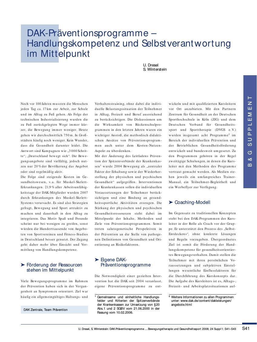 Vorschauseite 1: DAK-Präventionsprogramme – Handlungskompetenz und Selbstverantwortung im Mittelpunkt
