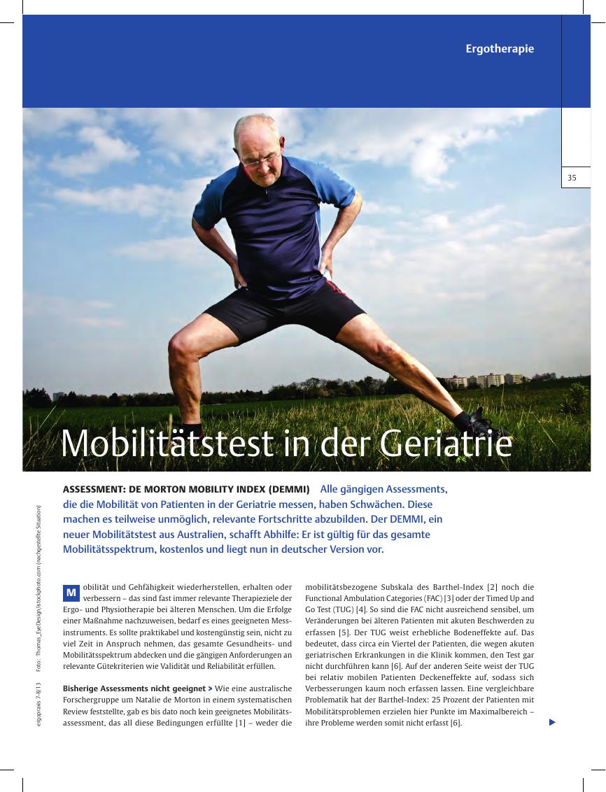 Vorschauseite 1: Assessment: De Morton Mobility Index (DEMMI) ? Mobilitätstest in der Geriatrie
