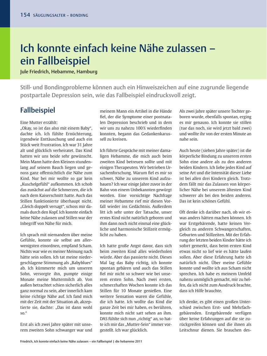 Vorschauseite 1: Ich konnte einfach keine Nähe zulassen – ein Fallbeispiel