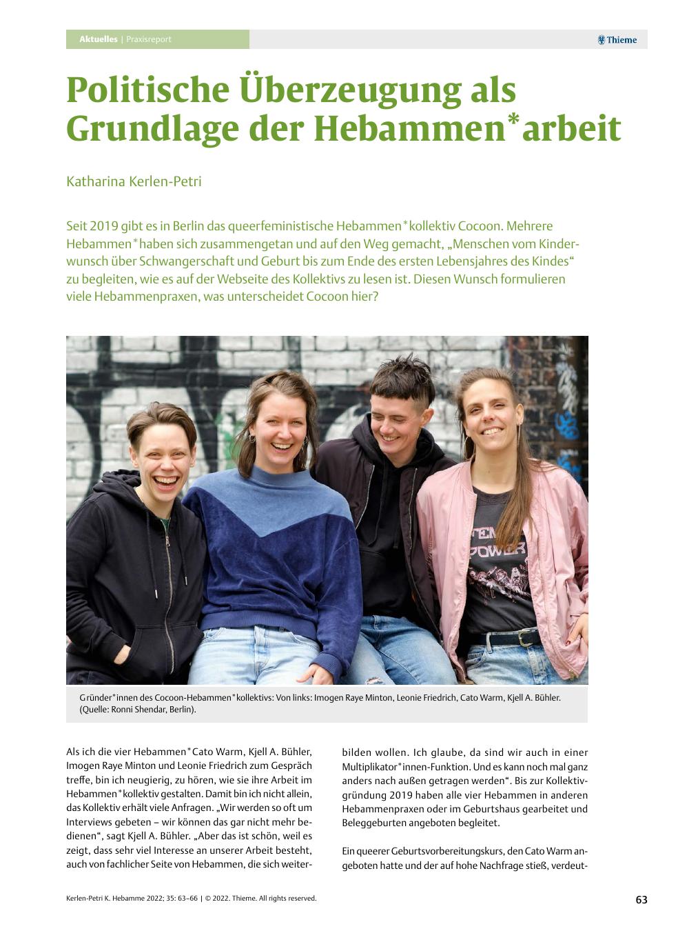 Vorschauseite 1: Politische Überzeugung als Grundlage der Hebammenarbeit