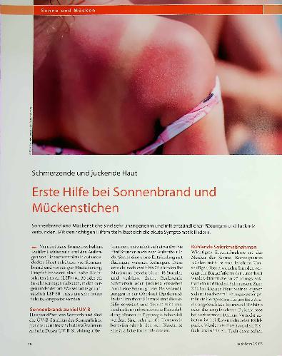 Vorschauseite 1: Schmerzende und juckende Haut Erste Hilfe bei Sonnenbrand und Mückenstichen