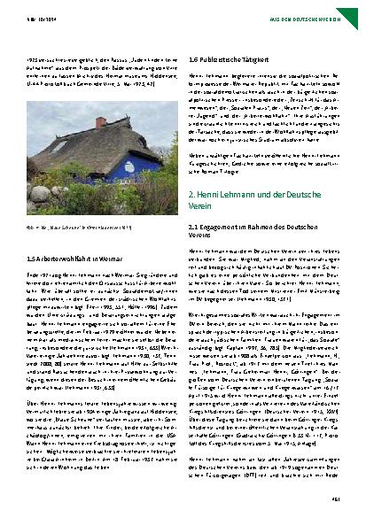 Vorschauseite 4: Die „vergessene Tochter“ des Deutschen Vereins: Henni Lehmann (1862 – 1937)