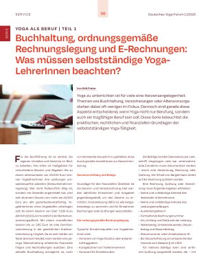 Vorschauseite 1: Buchhaltung, ordnungsgemäße Rechnungslegung und E-Rechnungen: Was müssen selbstständige Yoga-LehrerInnen beachten?