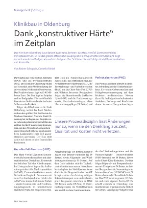 Vorschauseite 1: Klinikbau in Oldenburg Dank „konstruktiver Härte“ im Zeitplan
