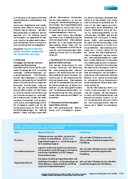 Vorschauseite 2: Konzeptionierung der infektionshygienischen Überwachung in medizinischen Einrichtungen