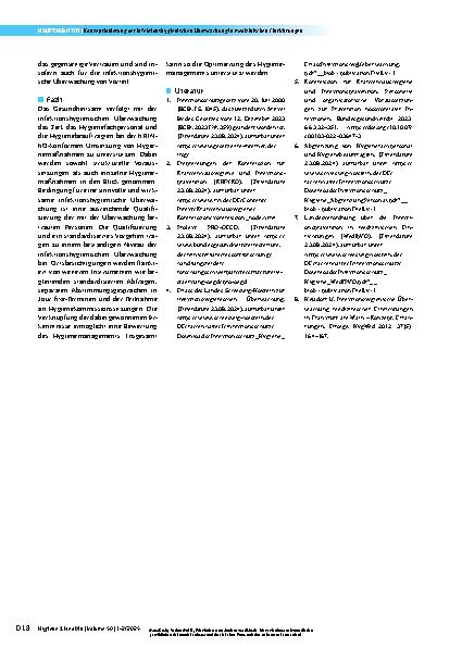 Vorschauseite 5: Konzeptionierung der infektionshygienischen Überwachung in medizinischen Einrichtungen