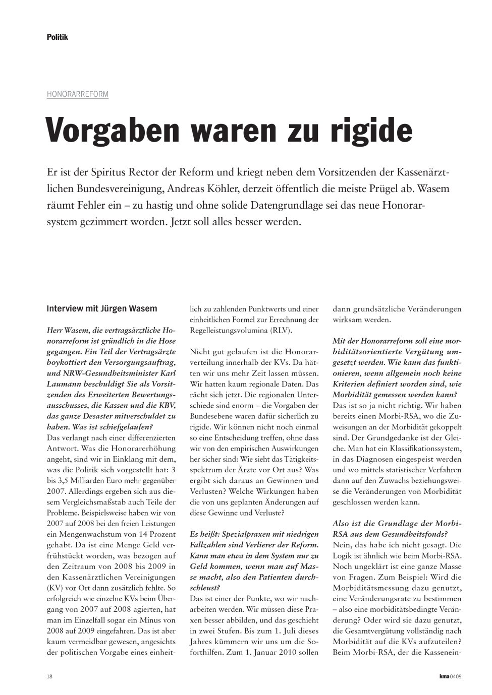 Vorschauseite 1: Vorgaben waren zu rigide