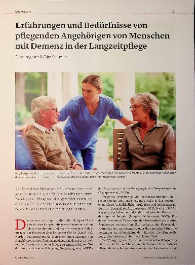 Vorschauseite 1: Erfahrungen und Bedürfnisse von pflegenden Angehörigen von Menschen mit Demenz in der Langzeitpflege