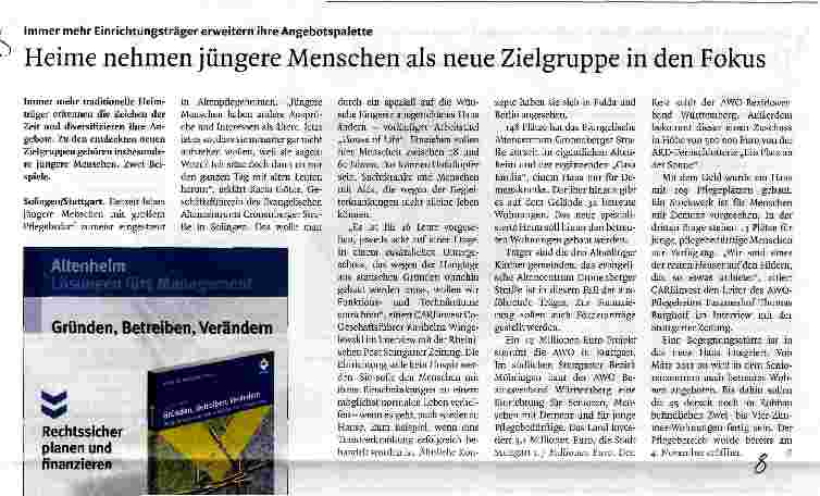 Vorschauseite 1: Heime nehmen jüngere Menschen als neue Zielgruppe in den Fokus