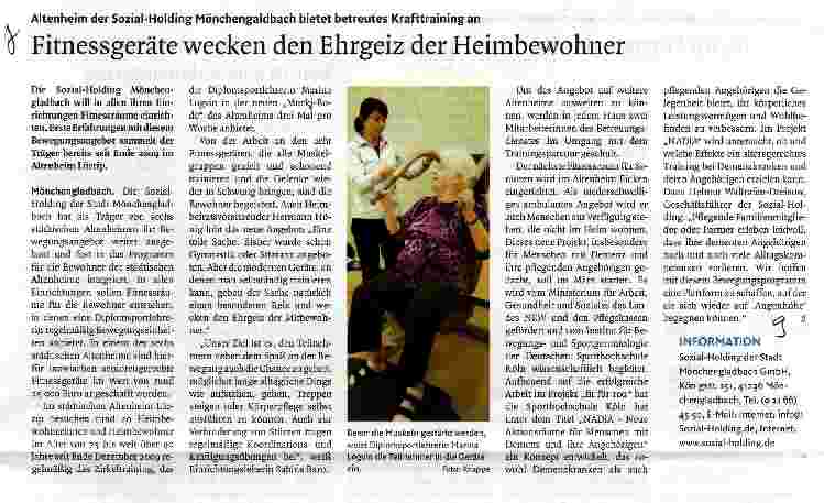 Vorschauseite 1: Fitnessgeräte wecken den Ehrgeiz der Heimbewohner