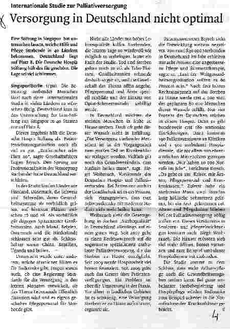 Vorschauseite 1: Versorgung in Deutschland nicht optimal