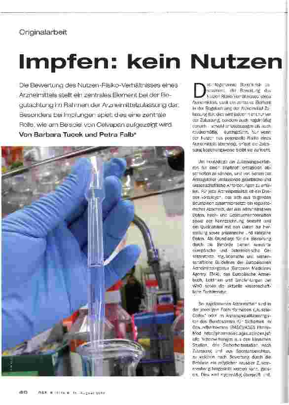 Vorschauseite 1: Impfen: kein Nutzen ohne Risiko?
