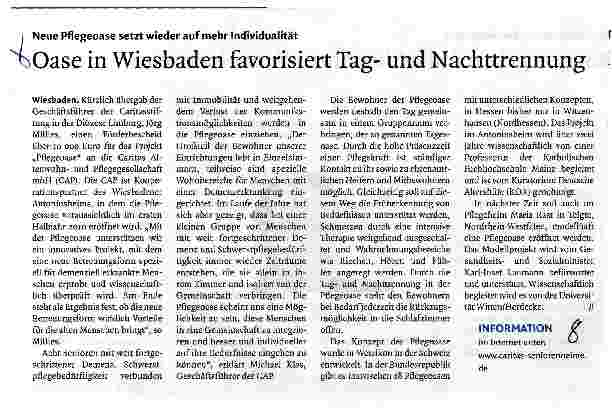 Vorschauseite 1: Oase in Wiesbaden favorisiert Tagund Nachttrennung