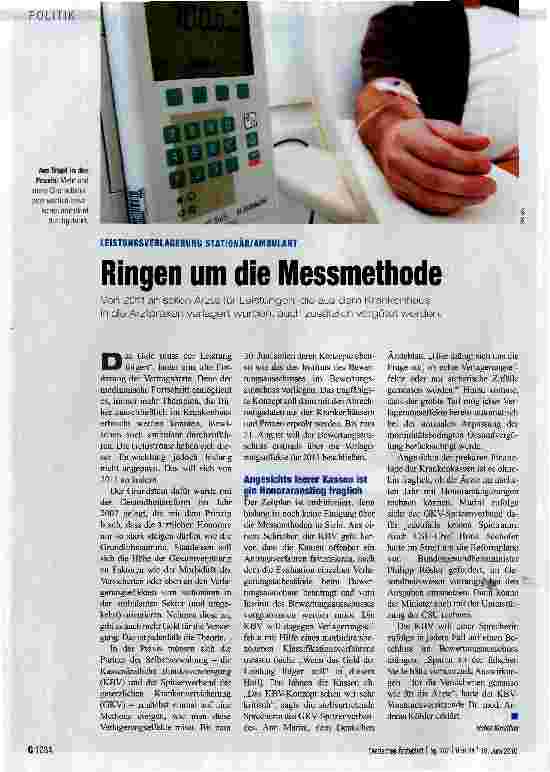 Vorschauseite 1: Ringen um die Messmethode