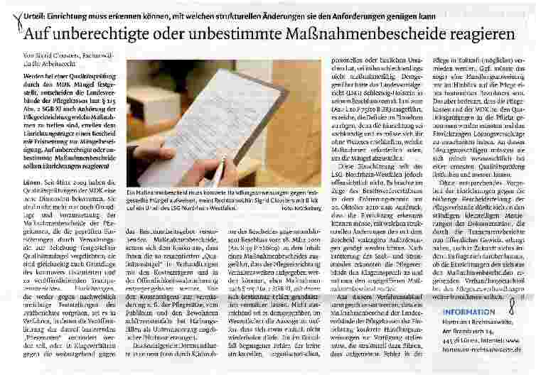 Vorschauseite 1: Urteil: Einrichtung muss erkennen können, mit welchen strukturellen Änderungen sie den Anforderungen genügen kannAuf unberechtigte oder unbestimmte Maßnahmenbescheide reagieren
