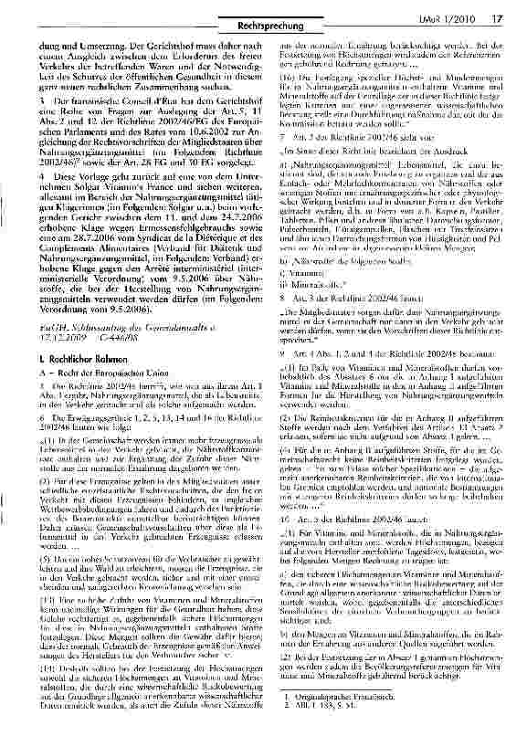 Vorschauseite 2: Nationale Vorschriften zur Festlegung der zulässigen Höchstmengen von Vitaminen und Mineralstoffen in Nahrungsergänzungsmitteln