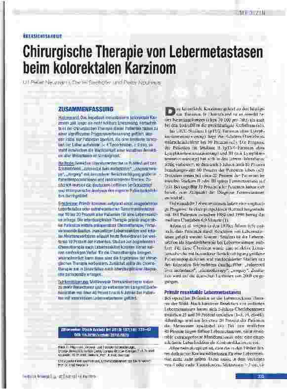Vorschauseite 1: Chirurgische Therapie von Lebermetastasen beim kolorektalen Karzinom