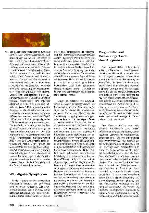 Vorschauseite 4: Diabetes und Auge: Paradigmenwechsel