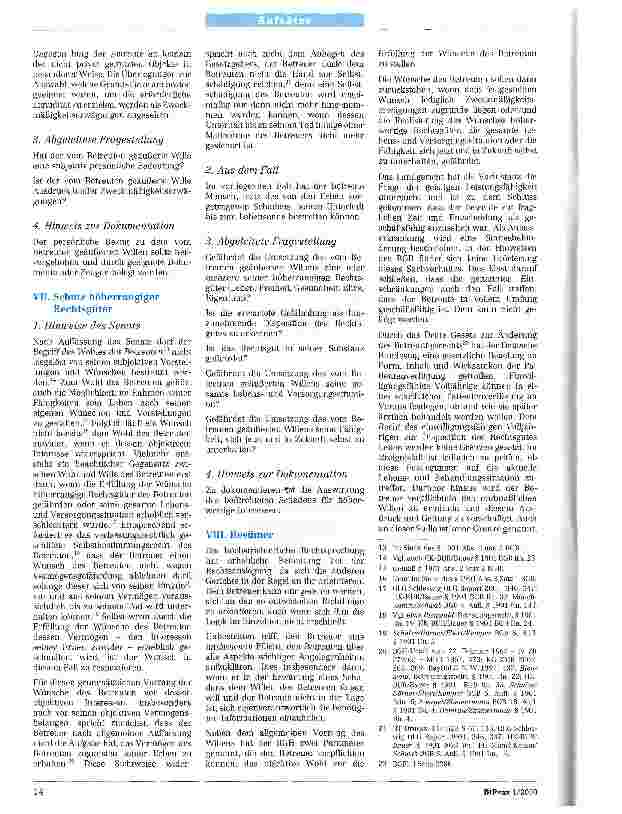 Vorschauseite 3: Zum Vorrang der Wünsche des Betreuten vor dessen objektivem Wohl