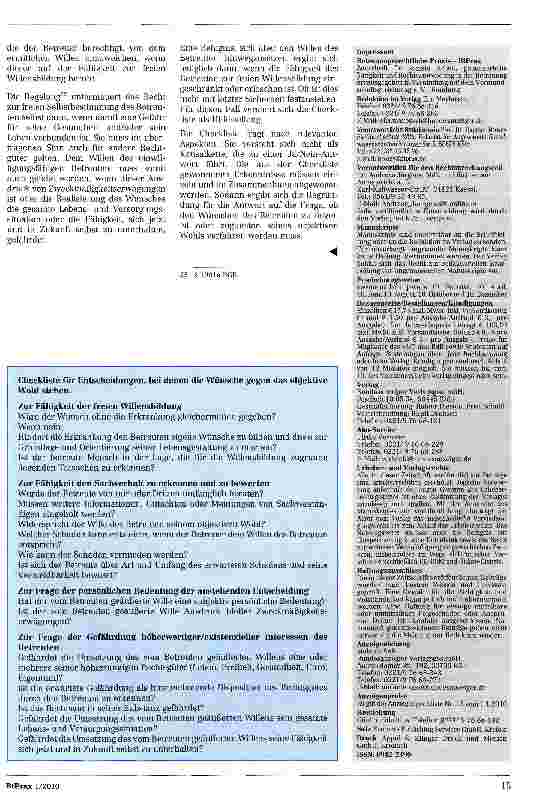 Vorschauseite 4: Zum Vorrang der Wünsche des Betreuten vor dessen objektivem Wohl