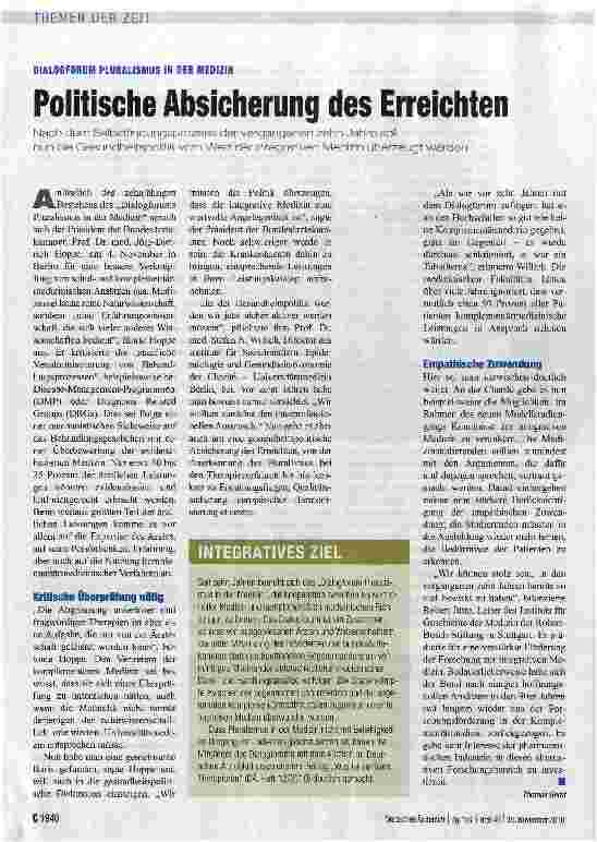 Vorschauseite 1: Politische Absicherung des Erreichten