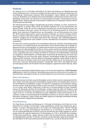 Vorschauseite 4: Arbeitsflexibilisierung im Schichtbetrieb Auswirkungen des 12-Stunden-Schichtdienstes auf die Work-Life-Kohärenz von Pflegepersonal