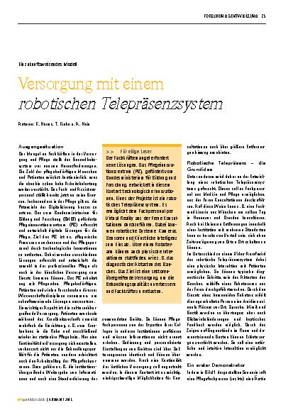 Vorschauseite 1: Versorgung mit einem robotischen Telepräsenzsystem