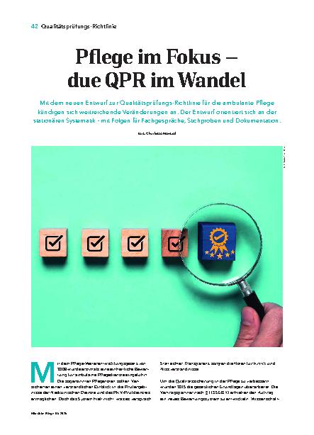 Vorschauseite 1: Pflege im Fokus – due QPR im Wandel