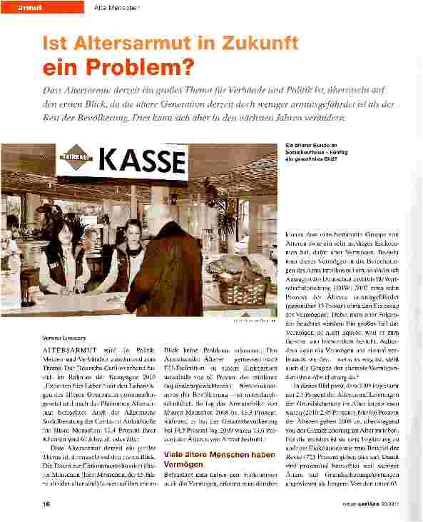 Vorschauseite 1: Ist Altersarmut in Zukunft ein Problem?