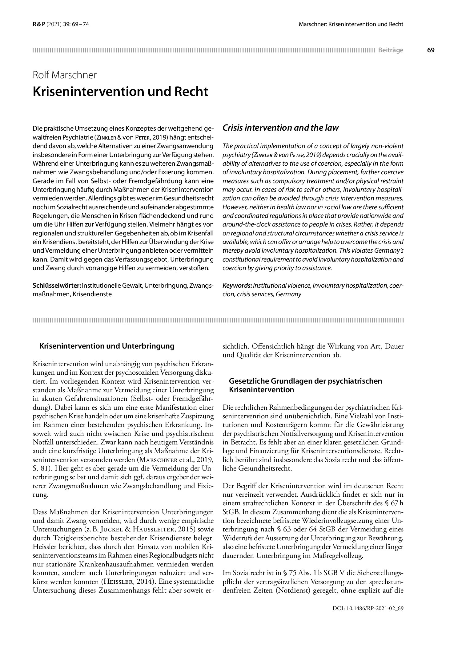 Vorschauseite 1: Krisenintervention und Recht