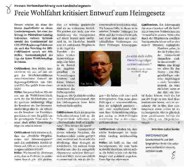 Vorschauseite 1: Freie Wohlfahrt kritisiert Entwurf zum Heimgesetz