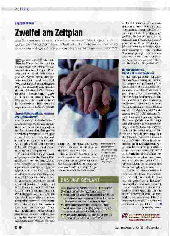 Vorschauseite 1: Zweifel am Zeitplan