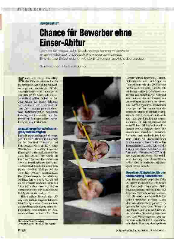 Vorschauseite 1: Chance für Bewerber ohne Einser-Abitur
