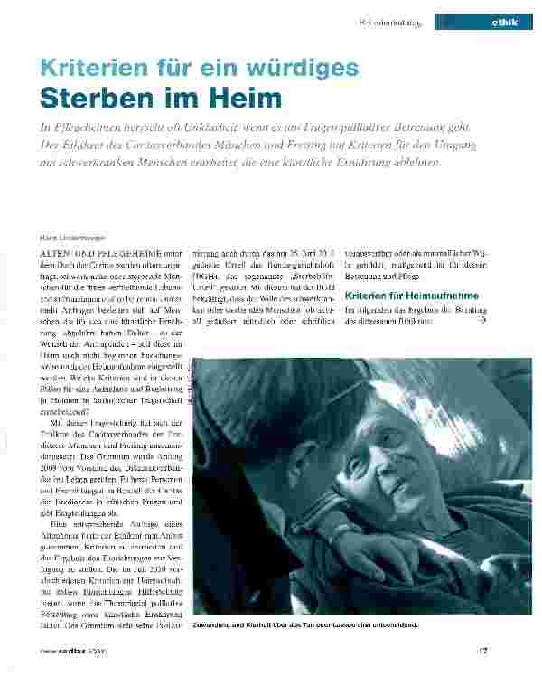 Vorschauseite 1: Kriterien für ein würdiges Sterben im Heim