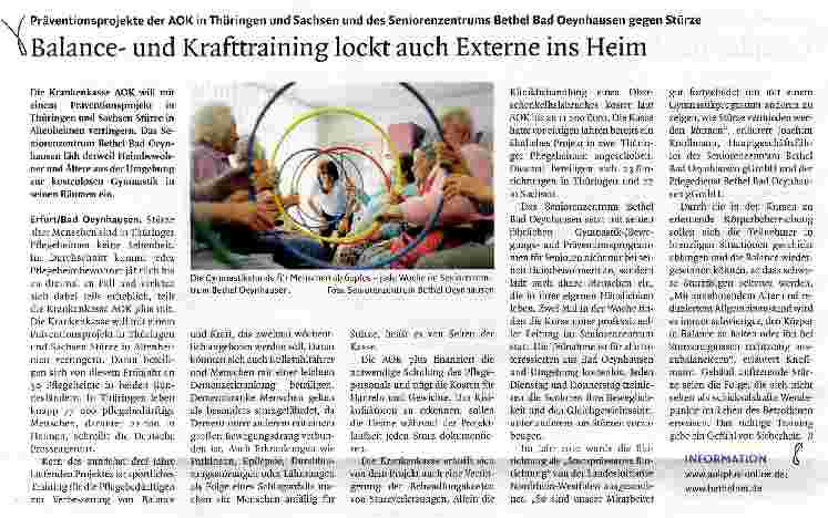 Vorschauseite 1: Balanceund Krafttraining lockt auch Externe ins Heim