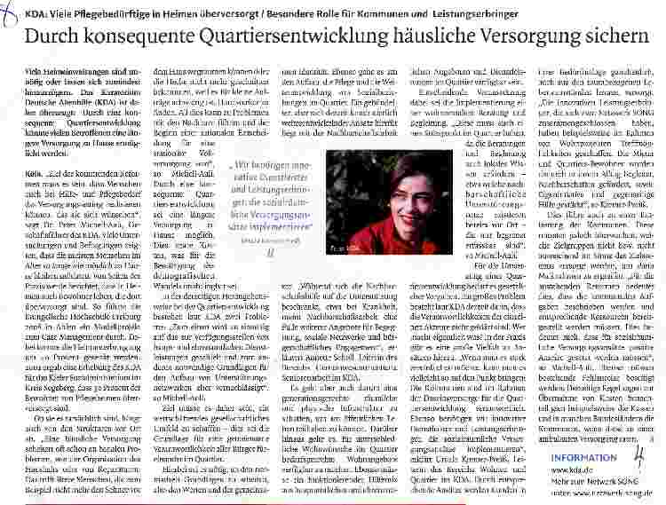 Vorschauseite 1: Durch konsequente Quartiersentwicklung häusliche Versorgung sichern
