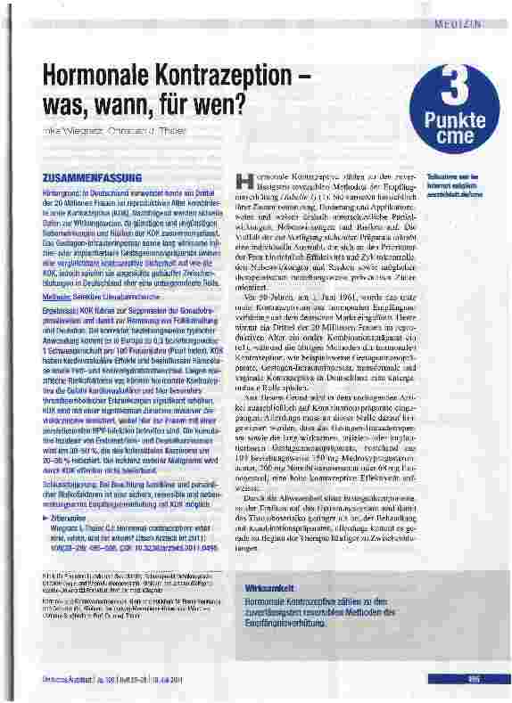 Vorschauseite 1: Hormonale Kontrazeption was, wann, für wen?