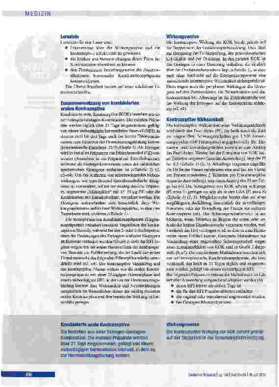 Vorschauseite 2: Hormonale Kontrazeption was, wann, für wen?