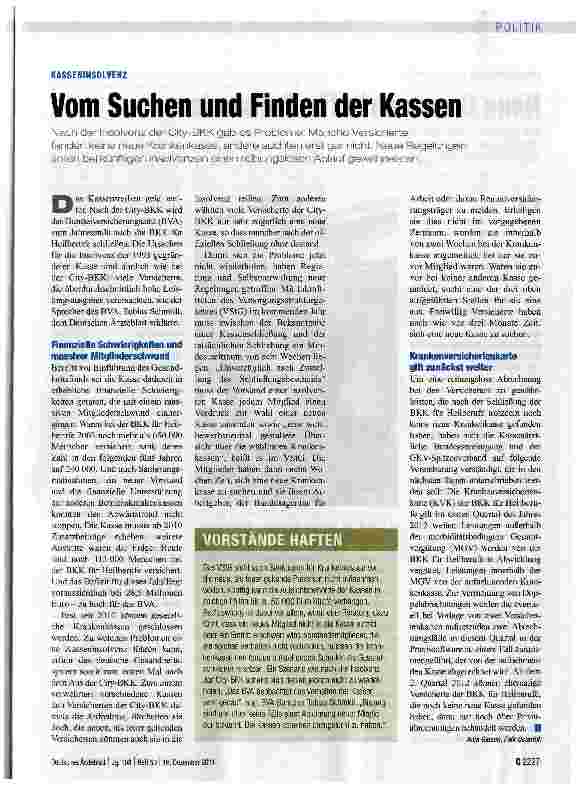 Vorschauseite 1: Vom Suchen und Finden der Kassen