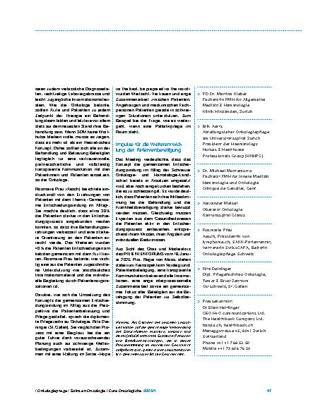 Vorschauseite 2: Patientenforum «Konzept der gemeinsamen Entscheidungsfindung» in Onkologie und Hämatologie