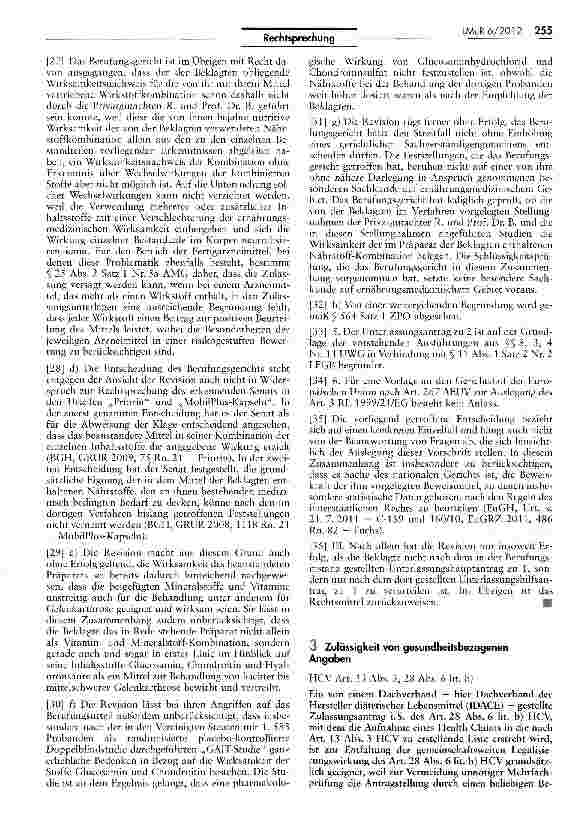 Vorschauseite 1: Zulässigkeit von gesundheitsbezogenen Angaben HCV Art. 13 Abs. 3, 28 Abs. 6 lit. b