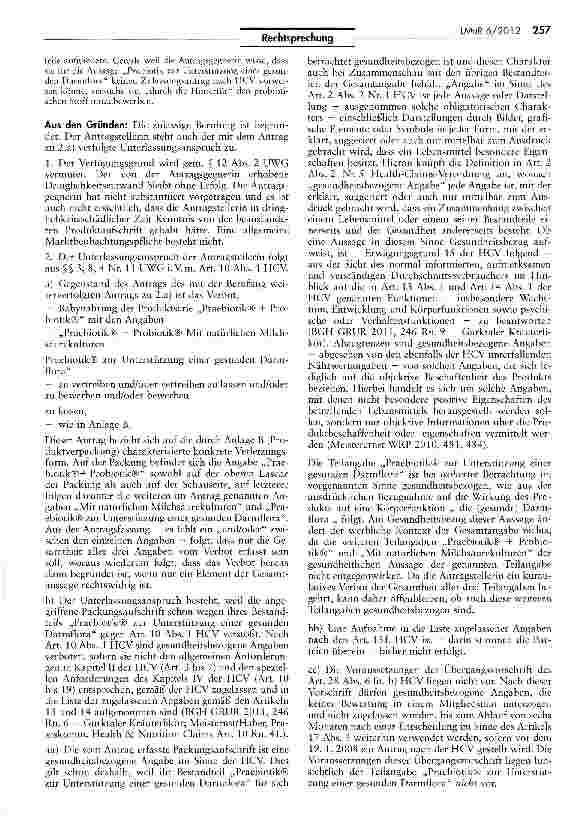 Vorschauseite 3: Zulässigkeit von gesundheitsbezogenen Angaben HCV Art. 13 Abs. 3, 28 Abs. 6 lit. b