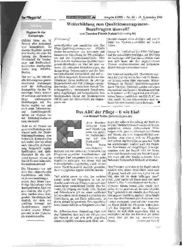 Vorschauseite 1: Das ABC der Pflege - E wie Ekel