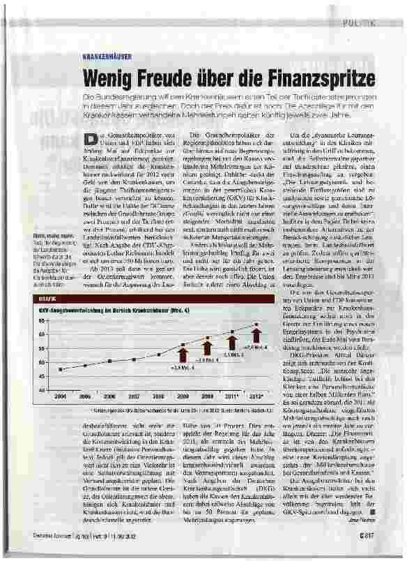 Vorschauseite 1: Wenig Freude über die Finanzspritze