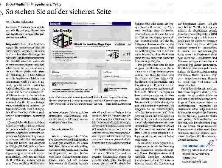 Vorschauseite 1: Social Media für Pflegedienste, Teil 3So stehen Sie auf der sicheren Seite