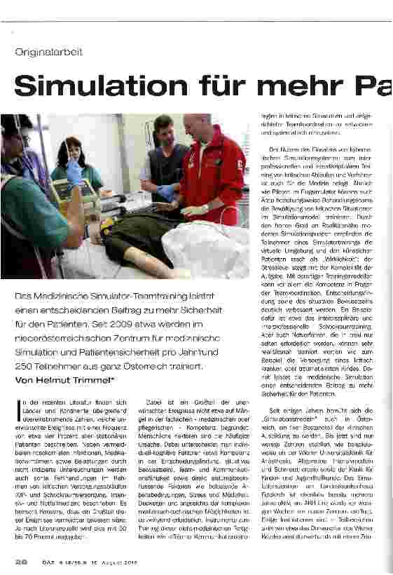 Vorschauseite 1: Simulation für mehr Patientensicherheit