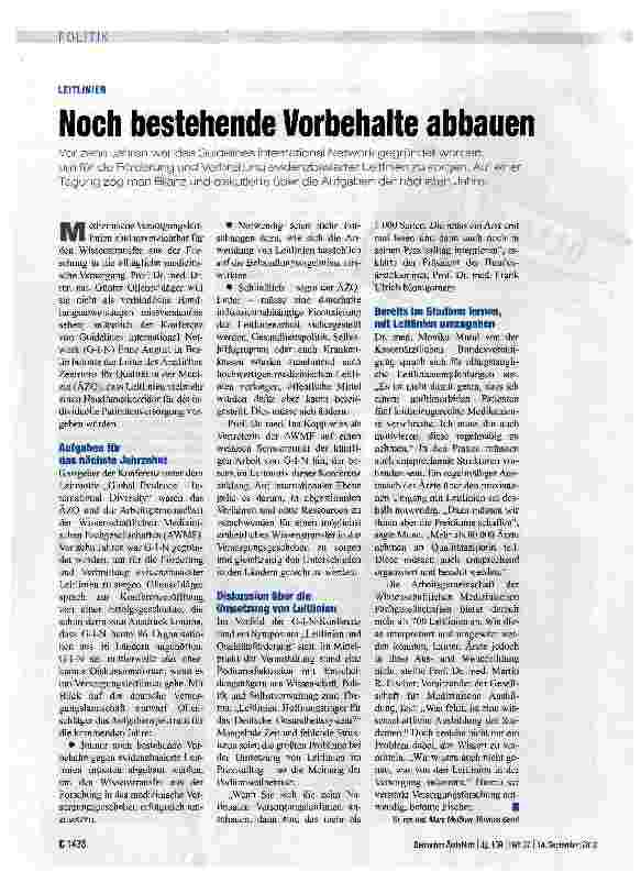 Vorschauseite 1: Noch bestehende Vorbehalte abbauen